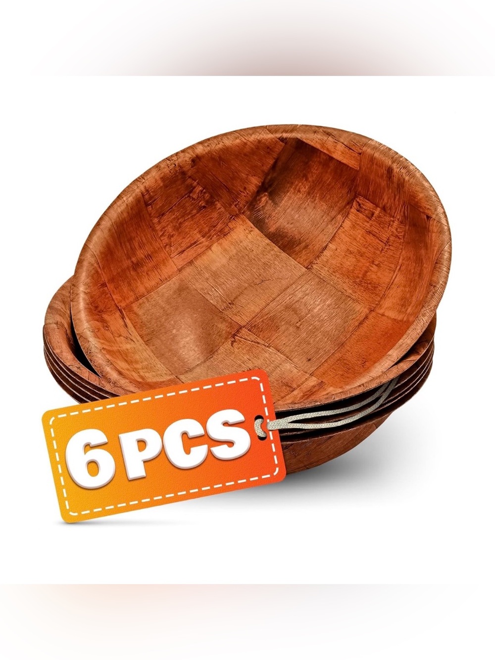 Wooden bowls 6 PC natural living eco friendly earth conscious kitchen dishes